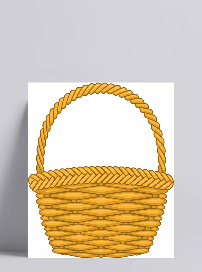 手绘编织花篮元素 简约风格的免抠素材应用